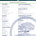 Residential Student Packing List