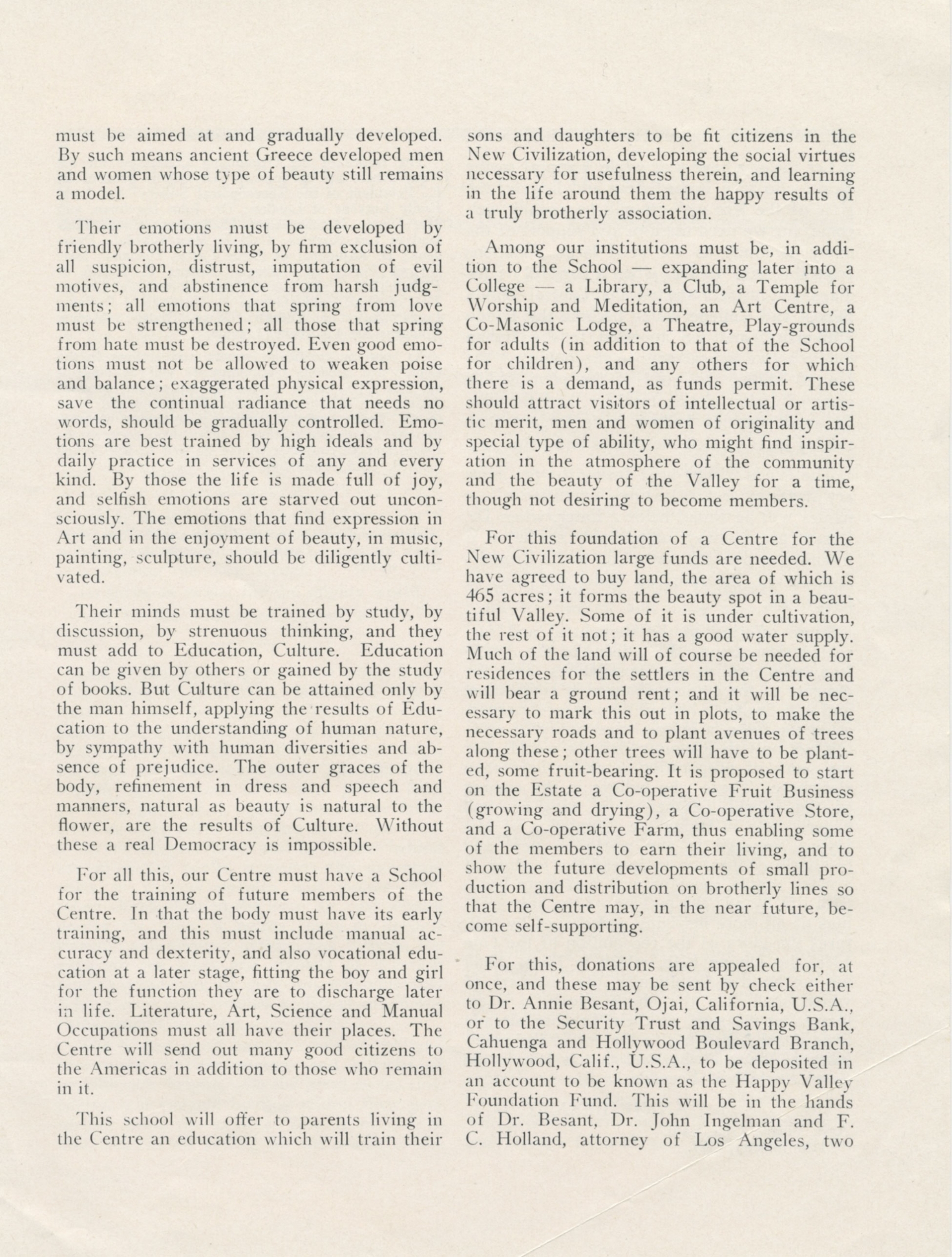 HVF Announcement 1927